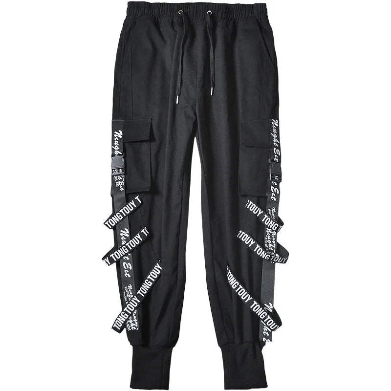 HOUZHOU Black Cargo Pants Men Joggers Cargos