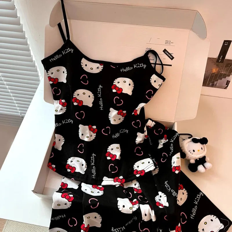 Hello Kitty Pattern Short Sleeve Pajama Set