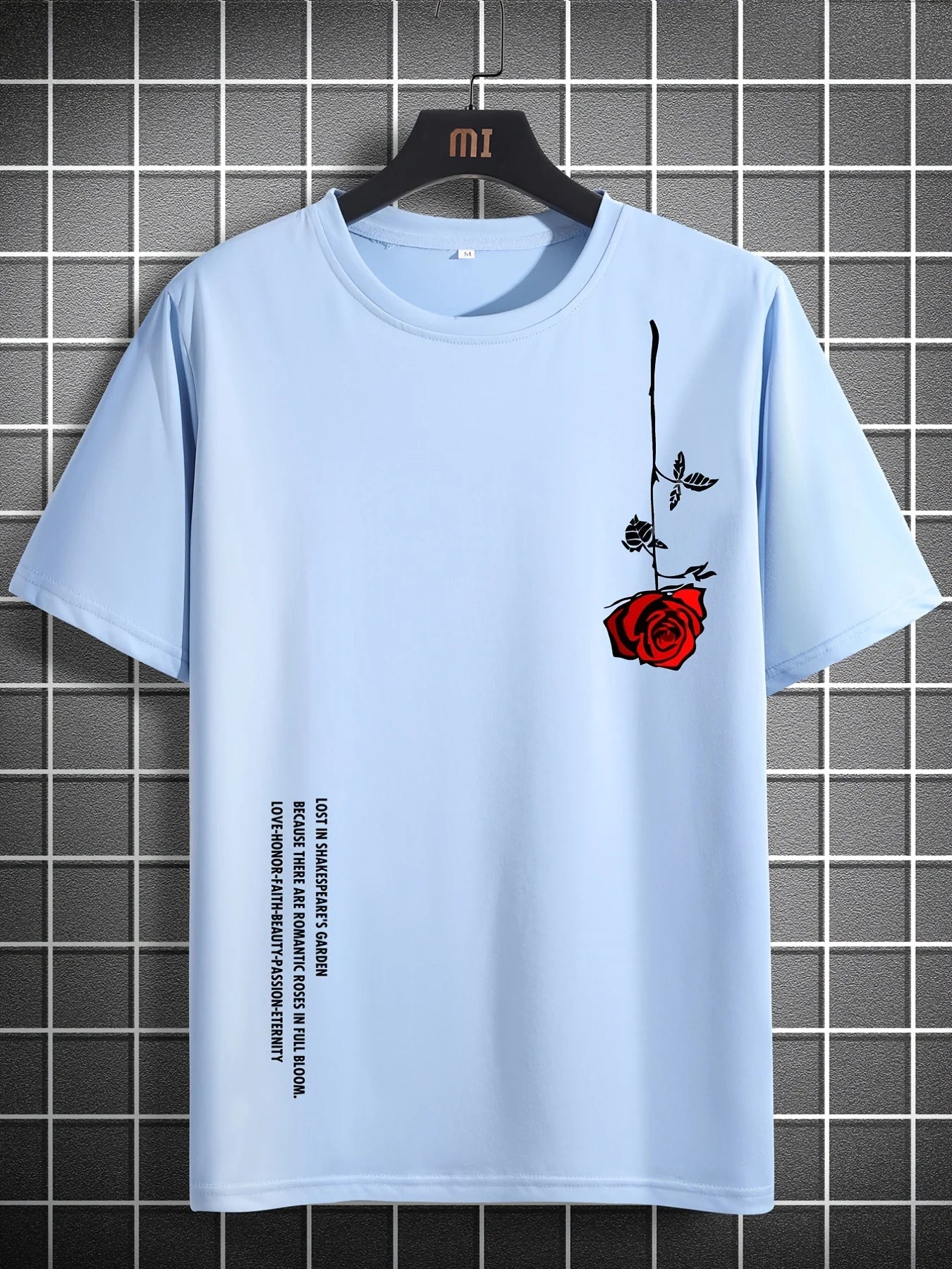 Mens Rose Print Casual Slim Fit