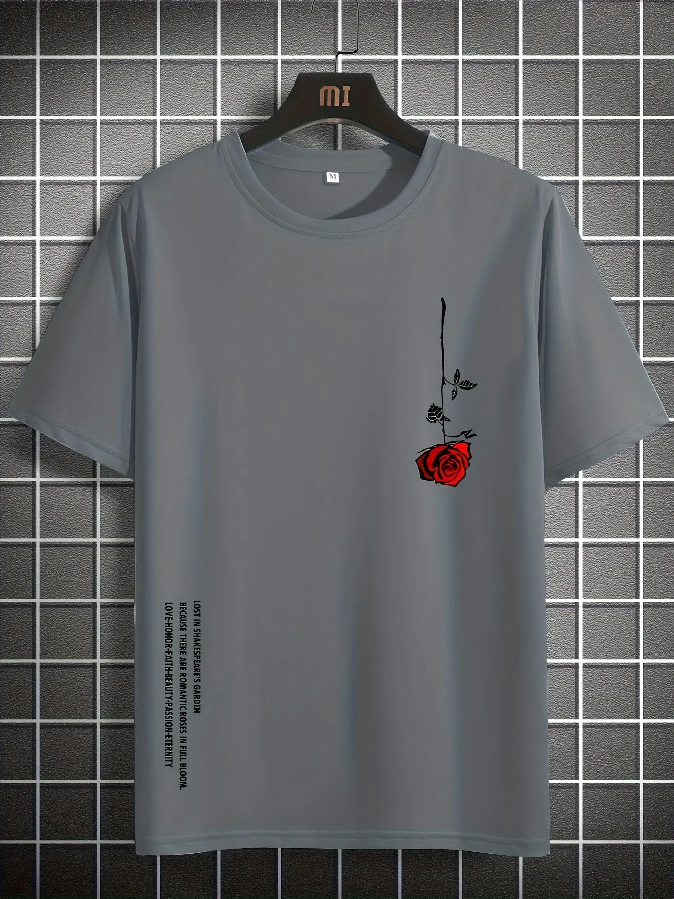Mens Rose Print Casual Slim Fit