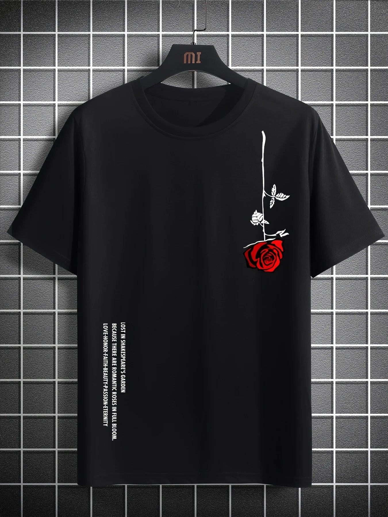 Mens Rose Print Casual Slim Fit