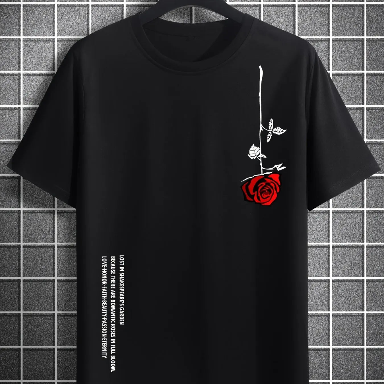 Mens Rose Print Casual Slim Fit