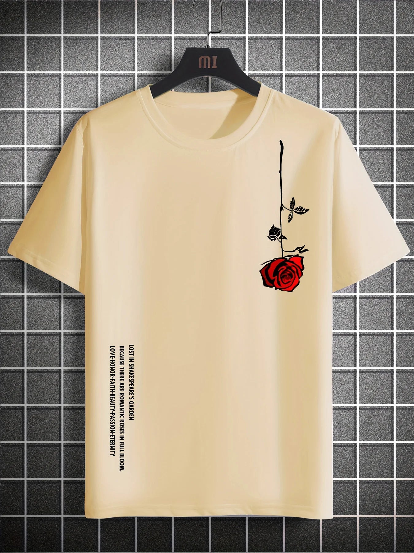 Mens Rose Print Casual Slim Fit