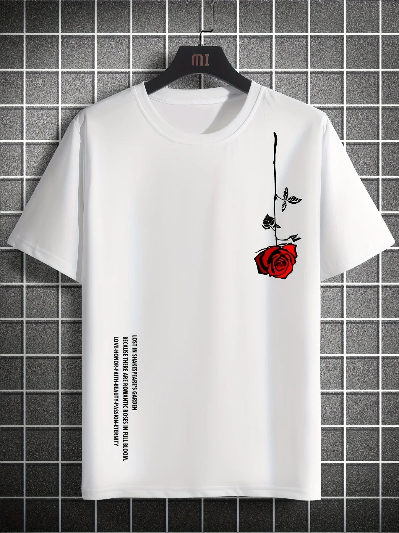 Mens Rose Print Casual Slim Fit