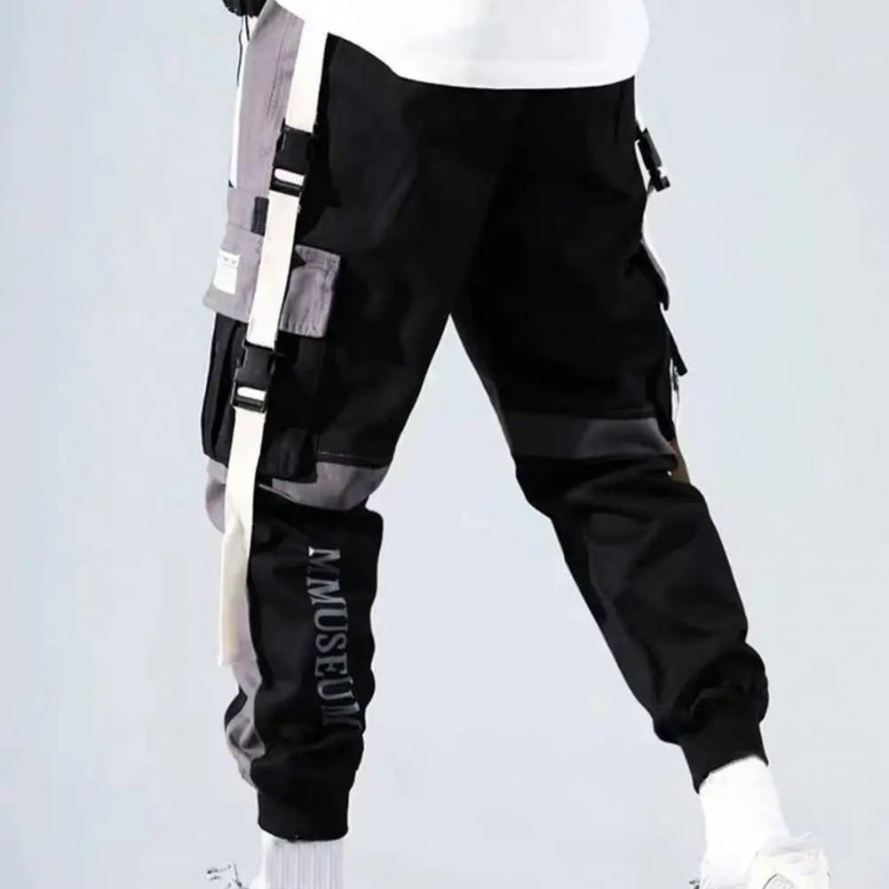 Men Cargo Pants With Multi-pocket Deep Crotch Buckle
