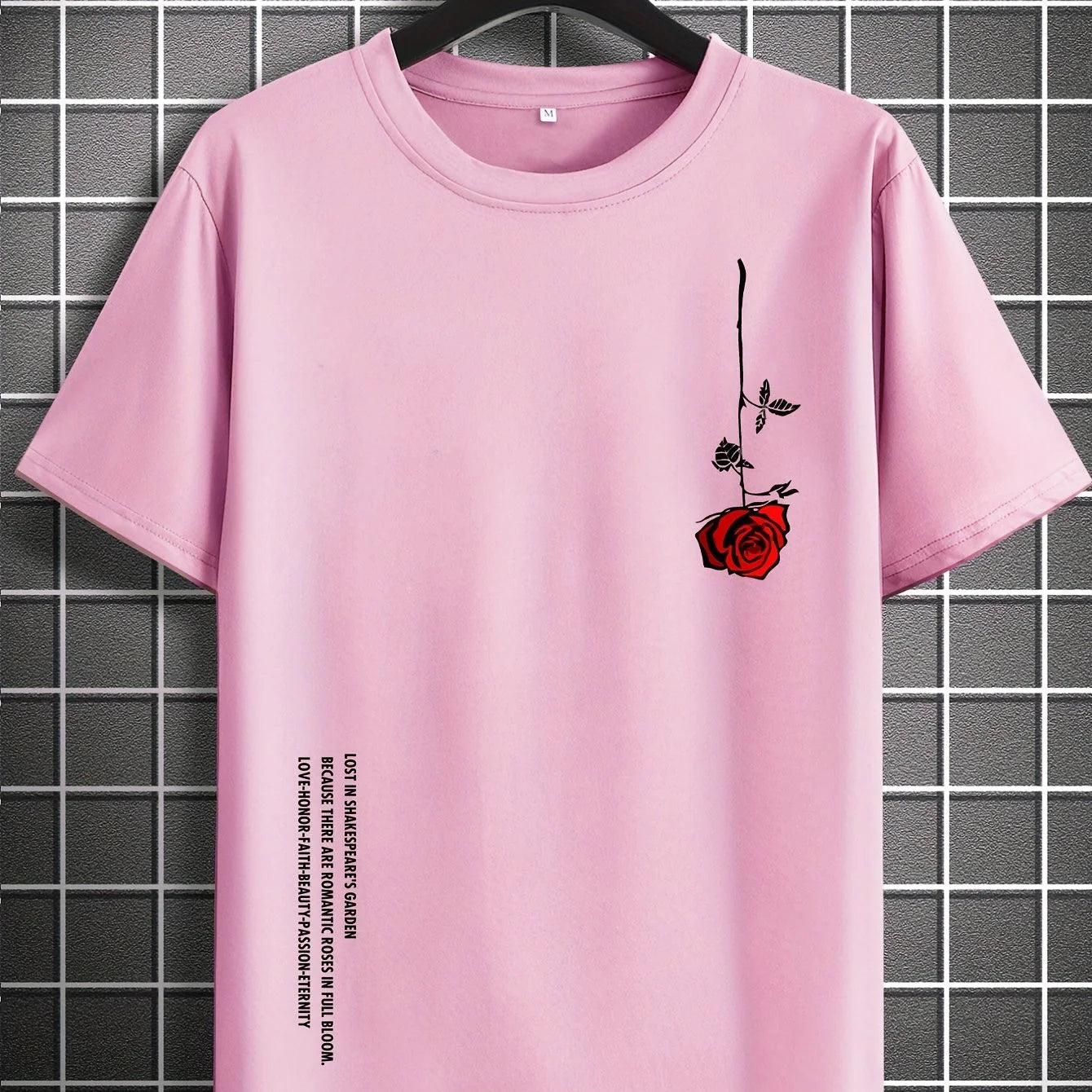 Mens Rose Print Casual Slim Fit