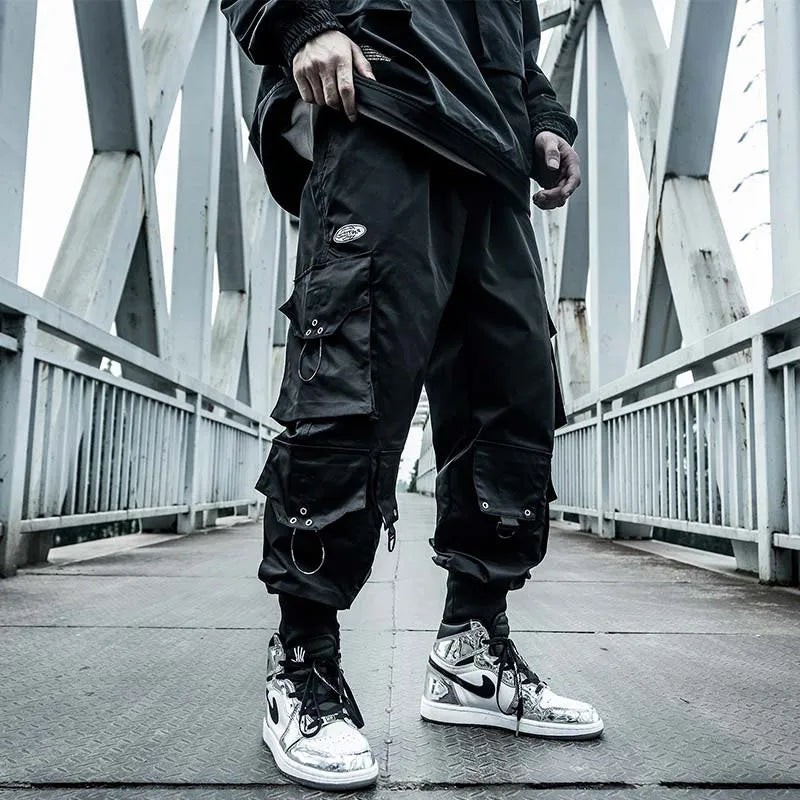 HOUZHOU Black Cargo Pants Men