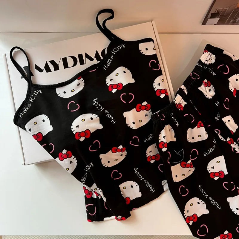 Hello Kitty Pattern Short Sleeve Pajama Set