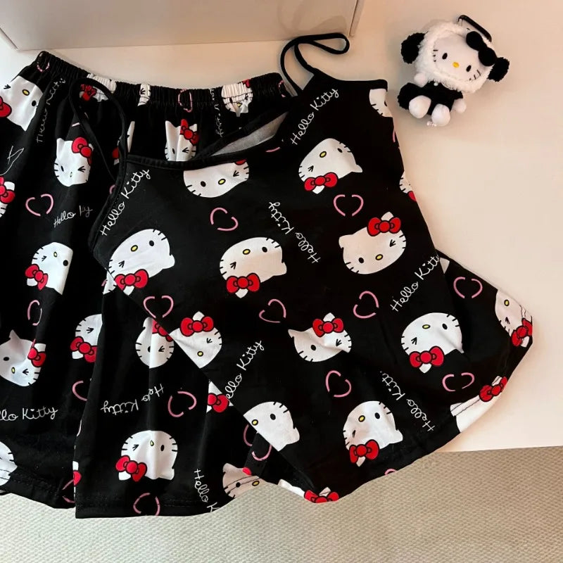 Hello Kitty Pattern Short Sleeve Pajama Set