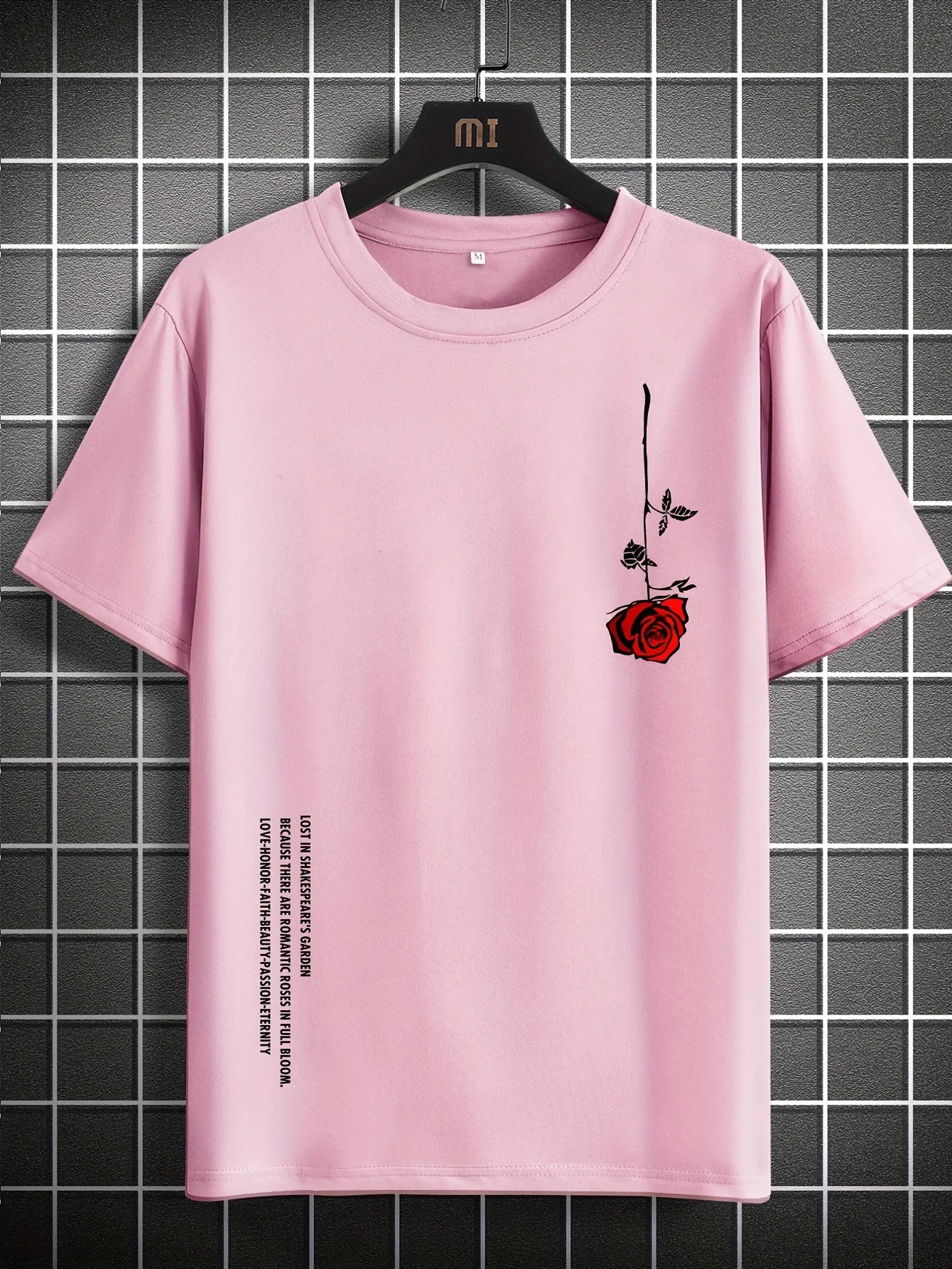 Mens Rose Print Casual Slim Fit