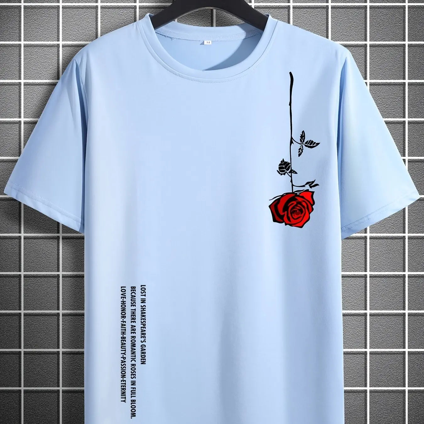 Mens Rose Print Casual Slim Fit