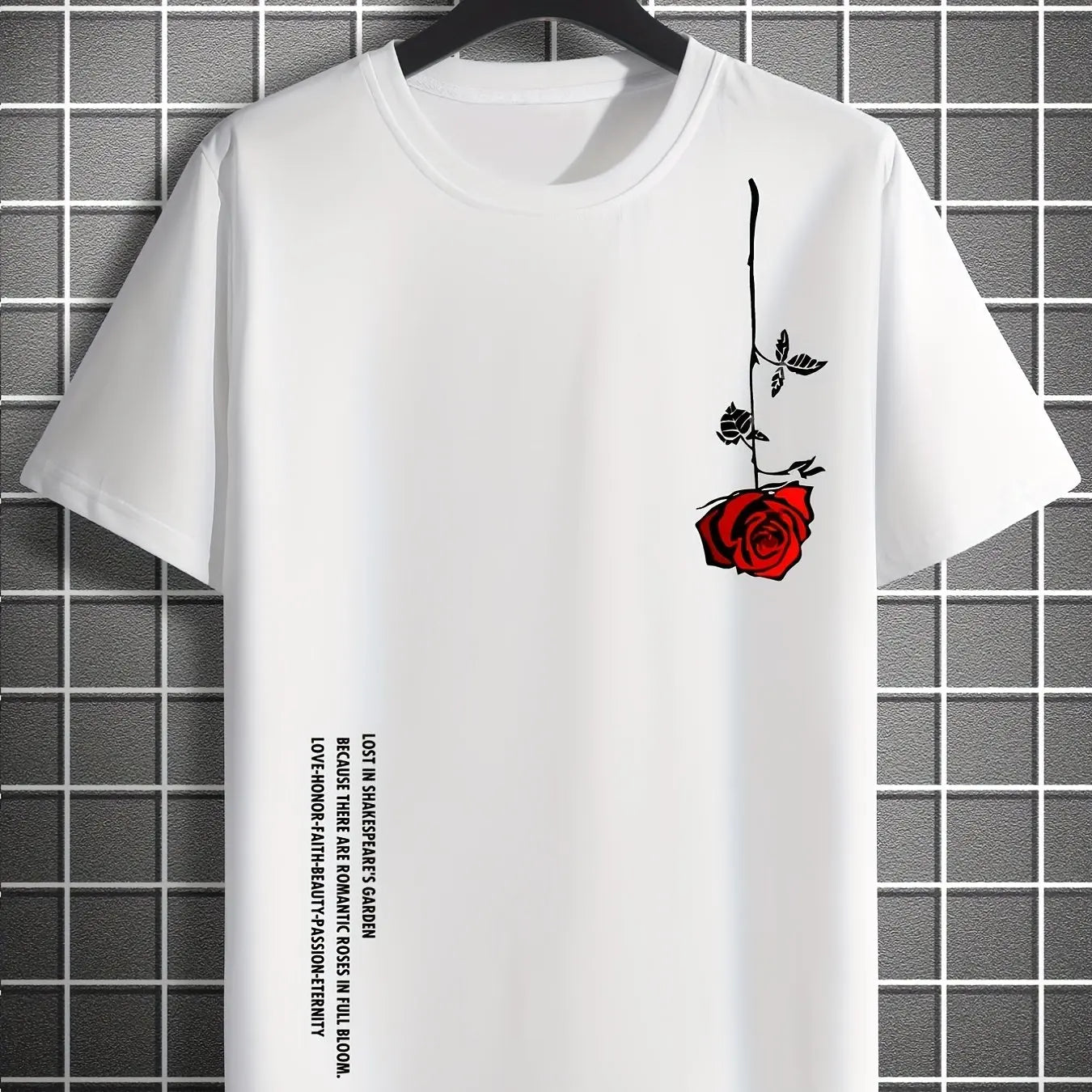 Mens Rose Print Casual Slim Fit