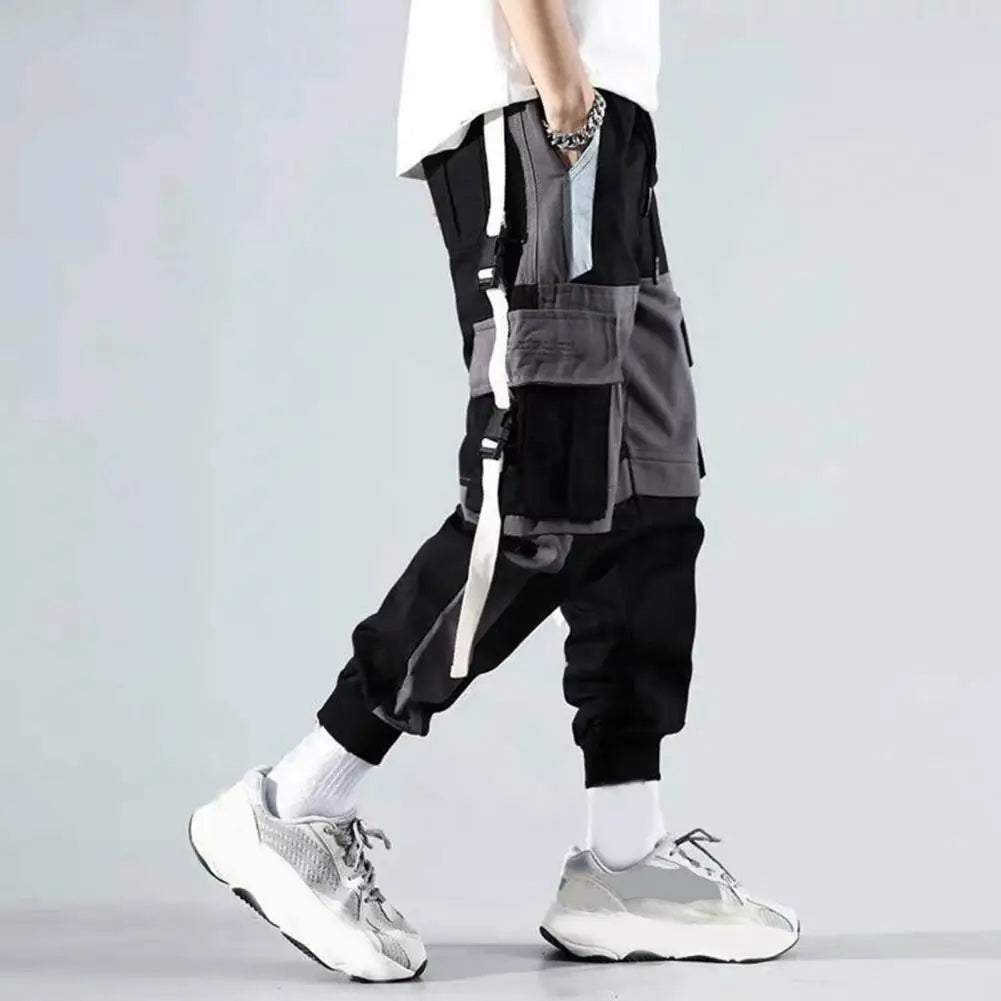 Men Cargo Pants With Multi-pocket Deep Crotch Buckle