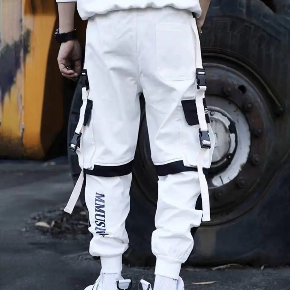 Men Cargo Pants With Multi-pocket Deep Crotch Buckle
