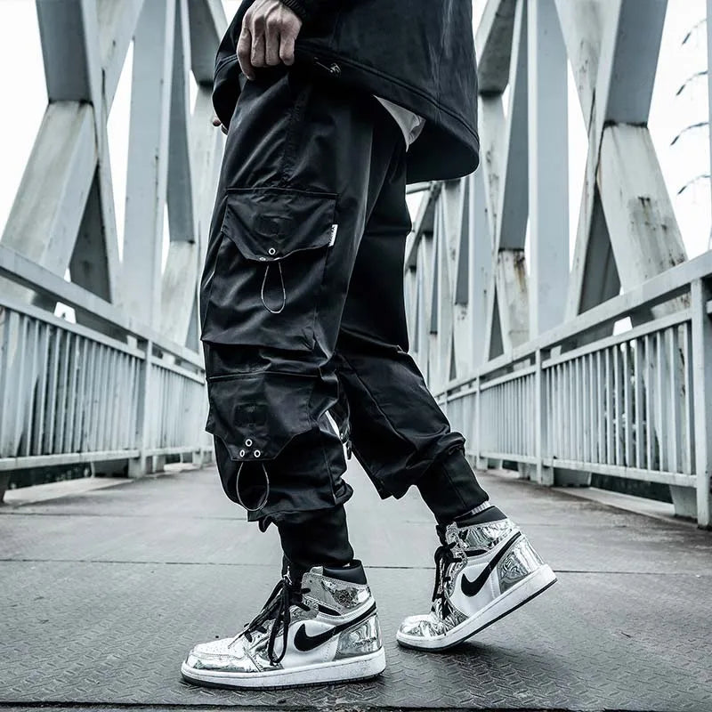 HOUZHOU Black Cargo Pants Men
