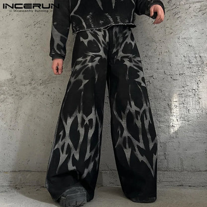Korean Men's Printed Gradient Pattern Trousers