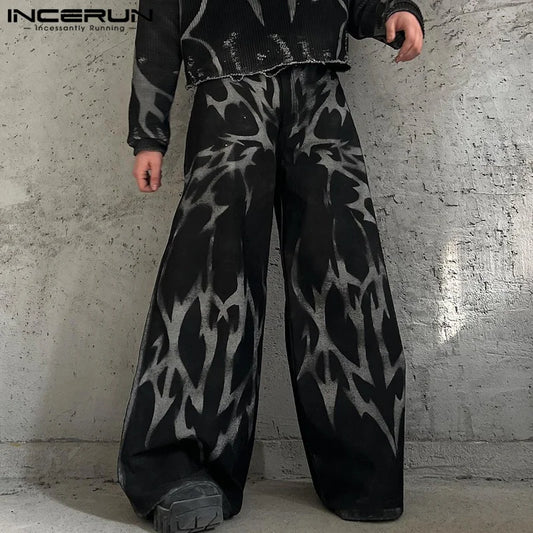 Korean Men's Printed Gradient Pattern Trousers