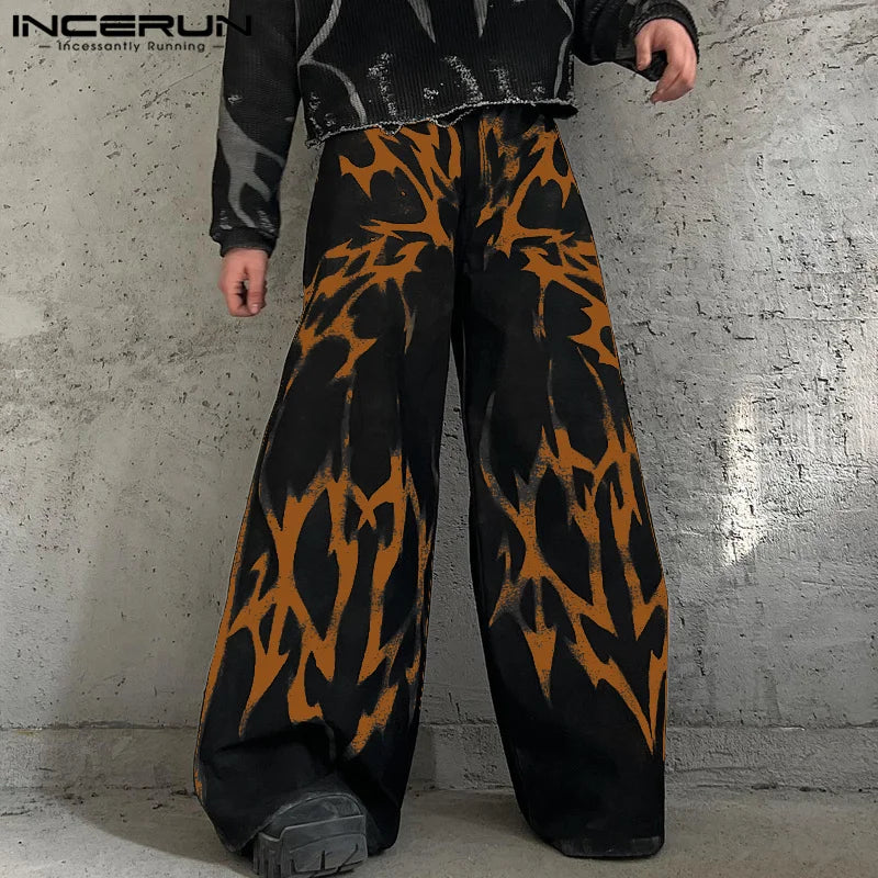 Korean Men's Printed Gradient Pattern Trousers