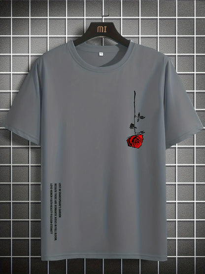 Mens Rose Print Casual Slim Fit