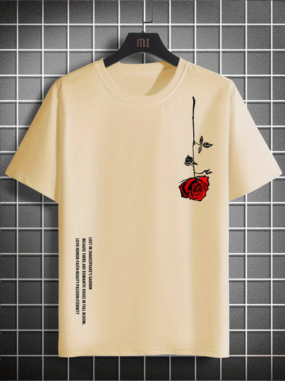 Mens Rose Print Casual Slim Fit