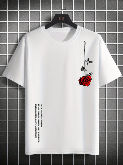 Mens Rose Print Casual Slim Fit