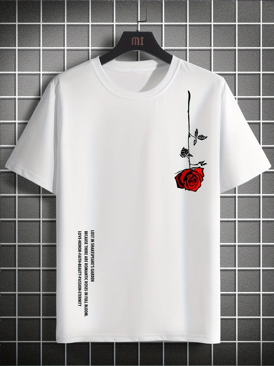 Mens Rose Print Casual Slim Fit