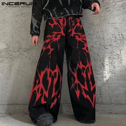 Korean Men's Printed Gradient Pattern Trousers