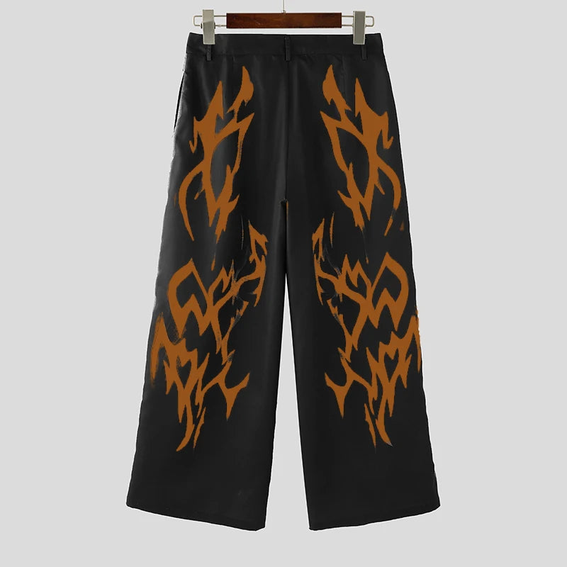 Korean Men's Printed Gradient Pattern Trousers