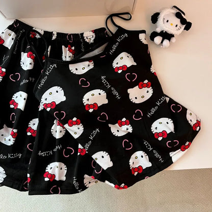 Hello Kitty Pattern Short Sleeve Pajama Set