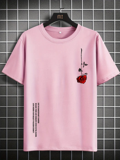 Mens Rose Print Casual Slim Fit