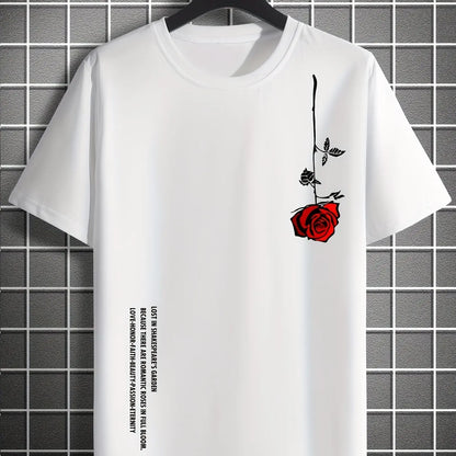Mens Rose Print Casual Slim Fit