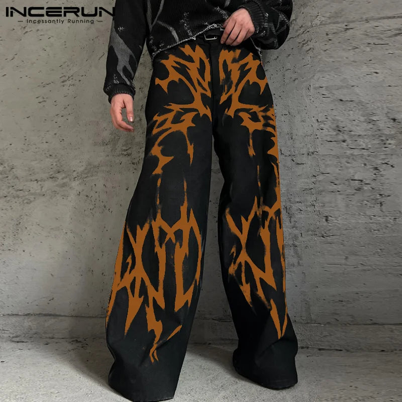 Korean Men's Printed Gradient Pattern Trousers