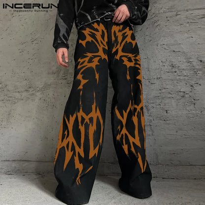 Korean Men's Printed Gradient Pattern Trousers