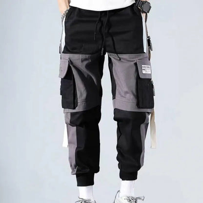 Men Cargo Pants With Multi-pocket Deep Crotch Buckle