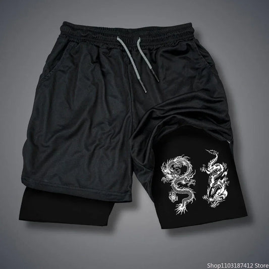 Dragon Double-Layer Compression Shorts